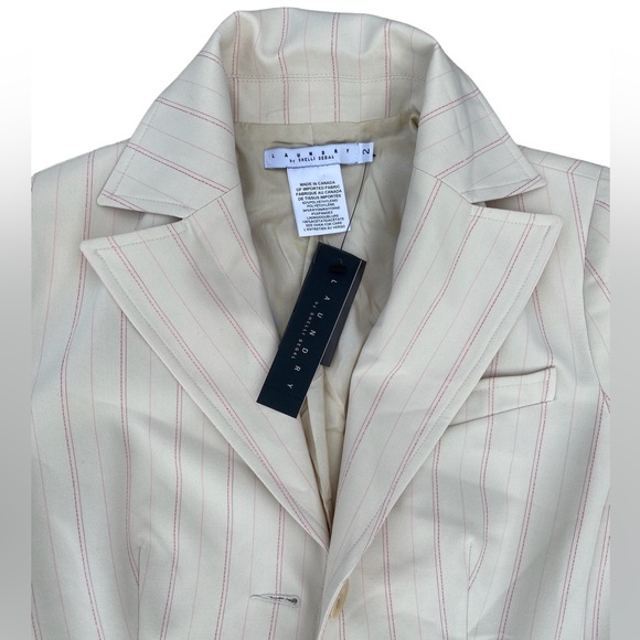 NWT Laundry By Shelli Segal Women’s Blazer Size 2 - White w. Pink Stripes - Picture 6 of 6